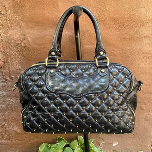 Rebecca Minkoff Gold Studded Black Quilted Leather Jealous Satchel